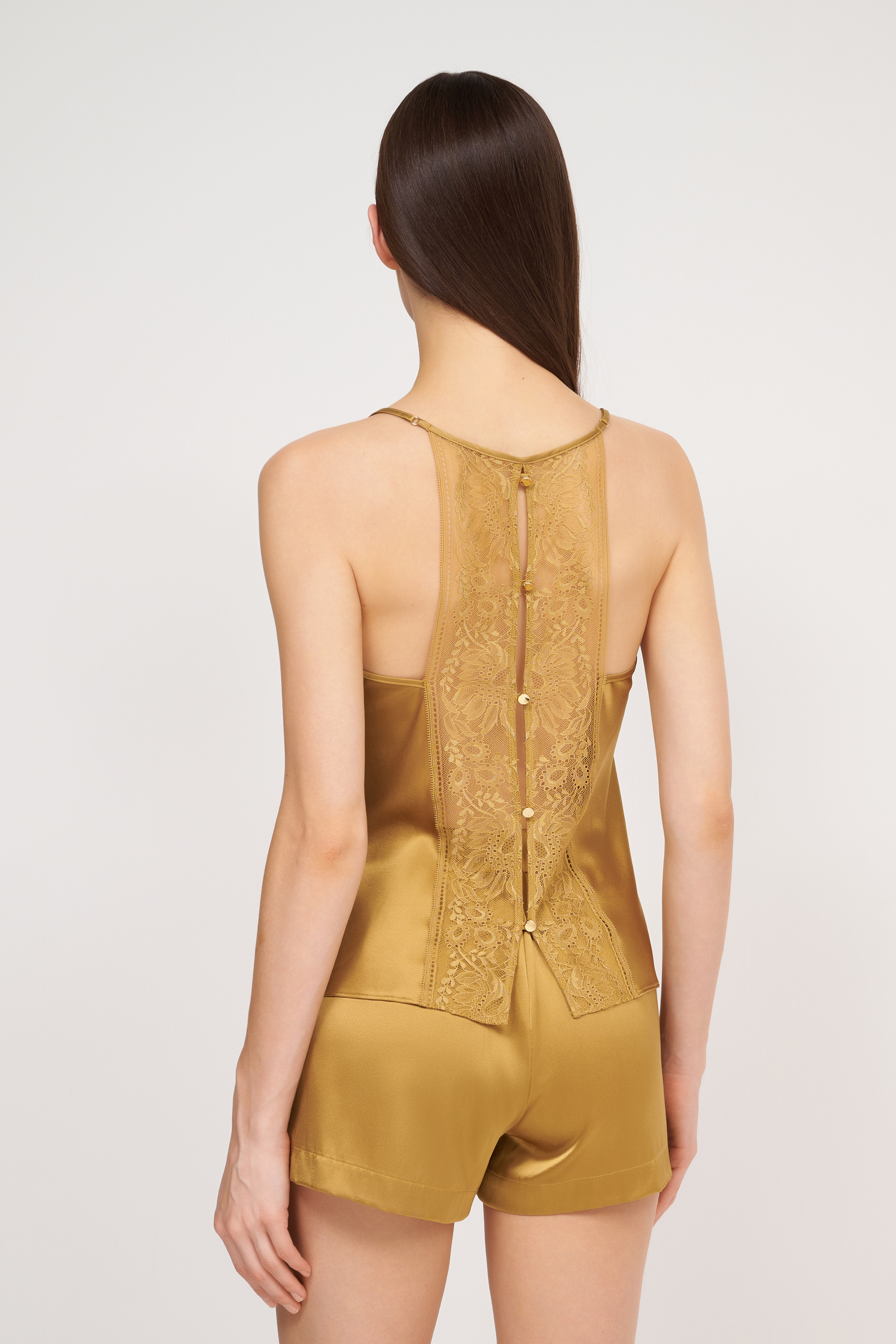 Шелковый пижамный топ с кружевом Бренд  Изображение 3