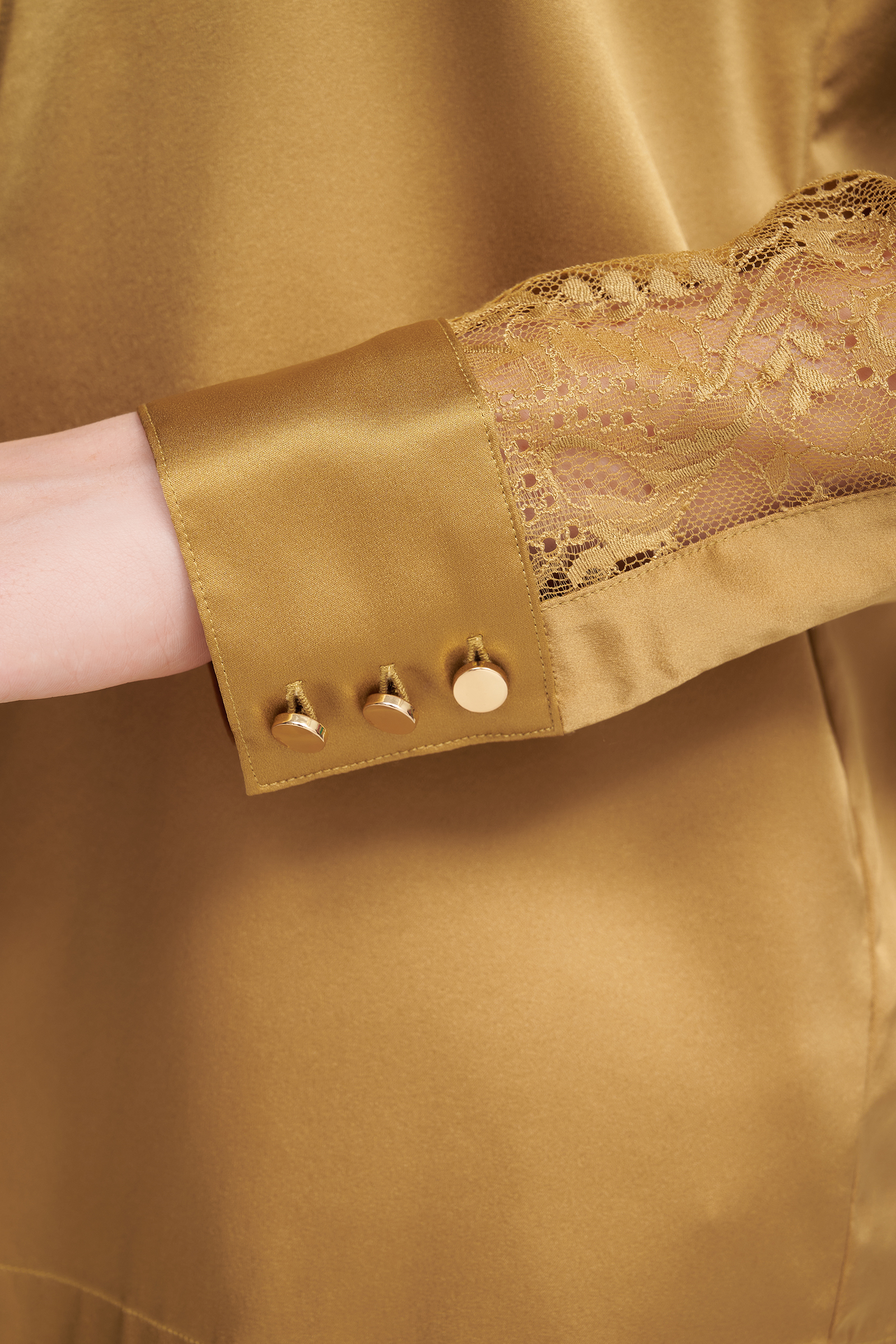 Шелковая пижамная рубашка с кружевом Бренд  Изображение 5