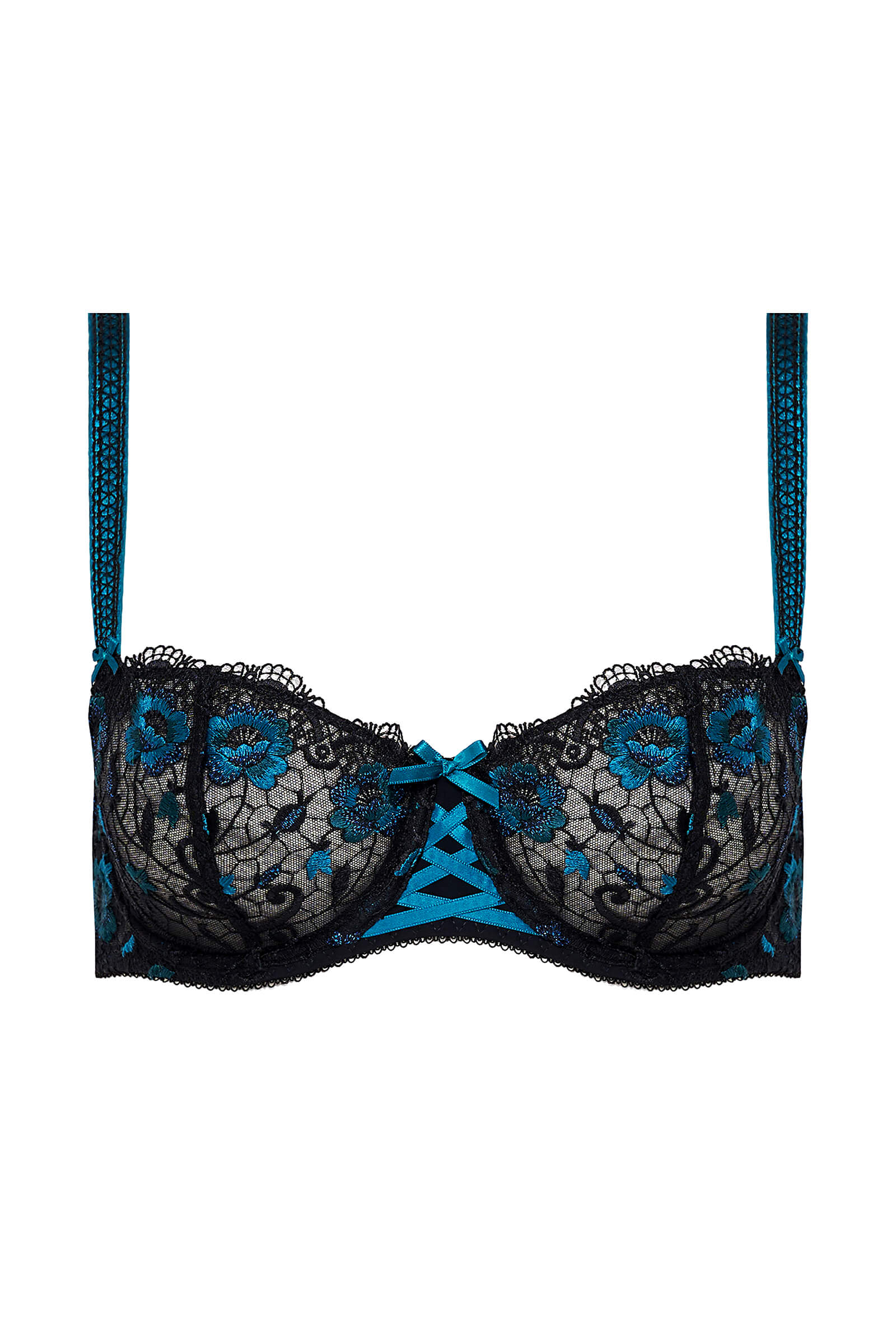 Бюстгальтер балконет с вышивкой и атласным декором Бренд 