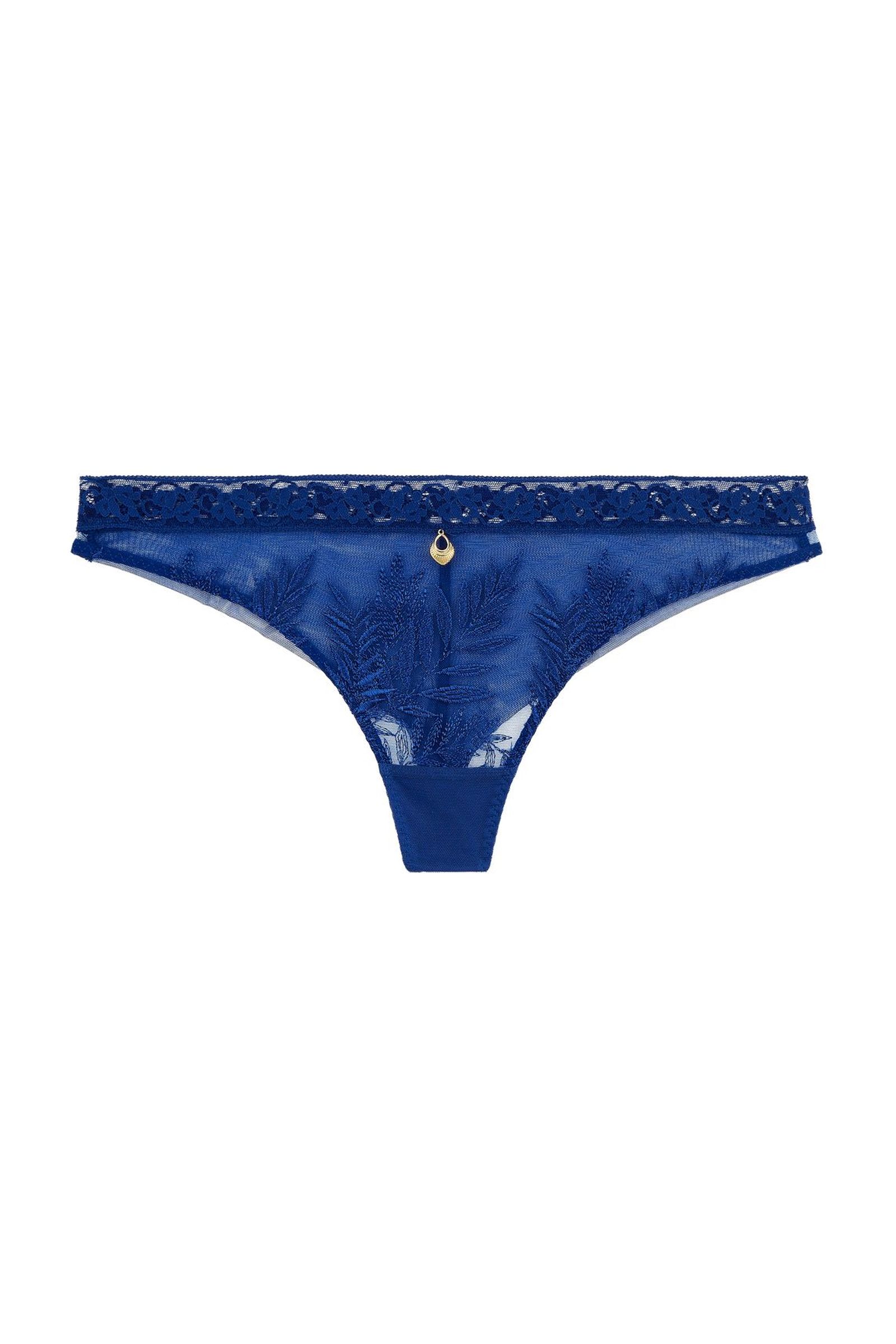 Трусы бразилиана с флористичной вышивкой Бренд 