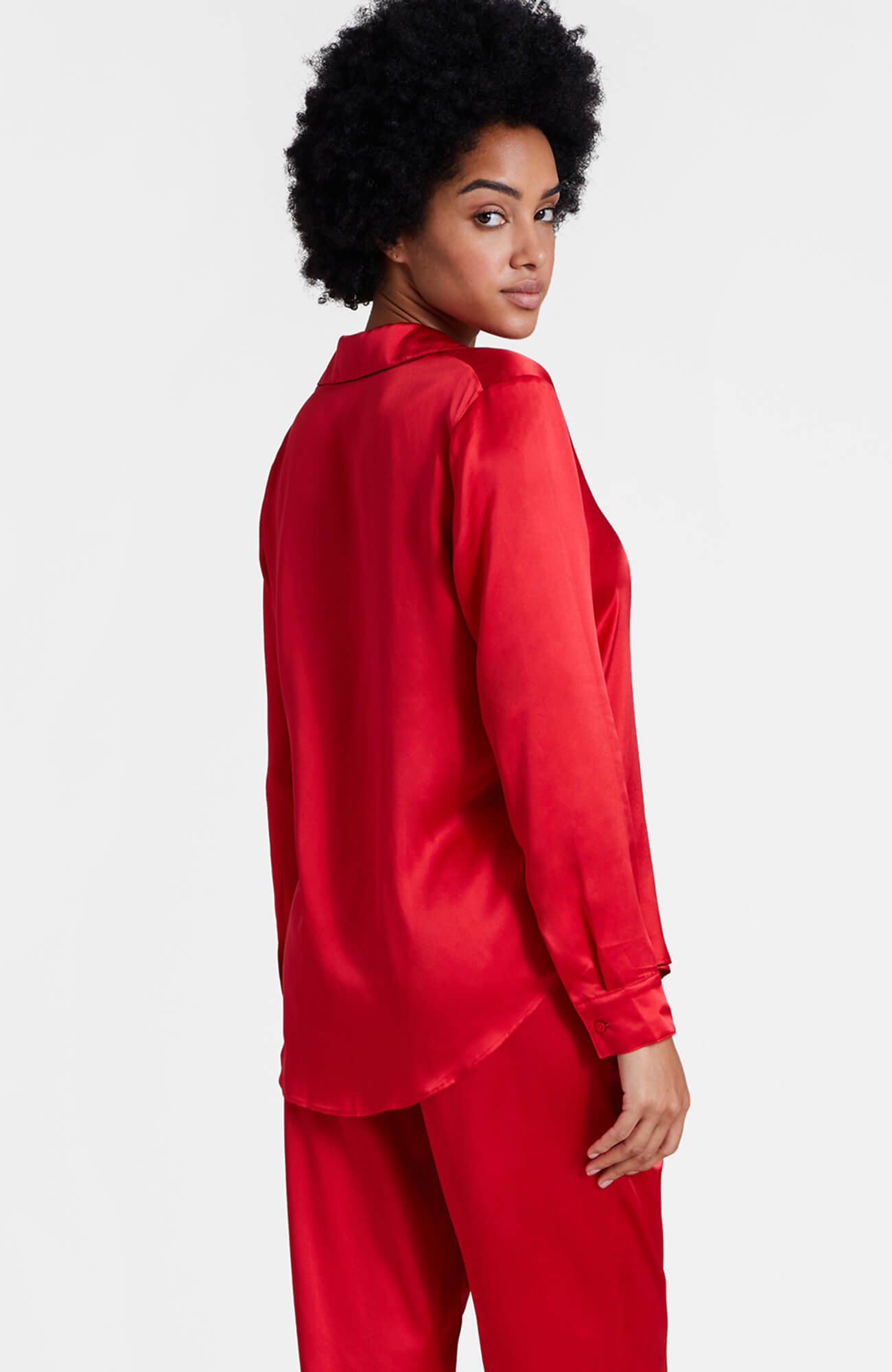 Шелковая пижамная рубашка с английским воротником Бренд  Изображение 3