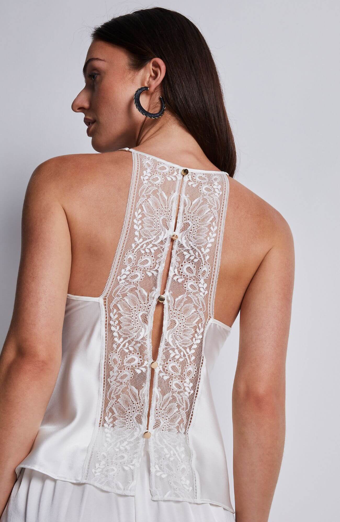 Шелковый пижамный топ с кружевом Бренд  Изображение 4