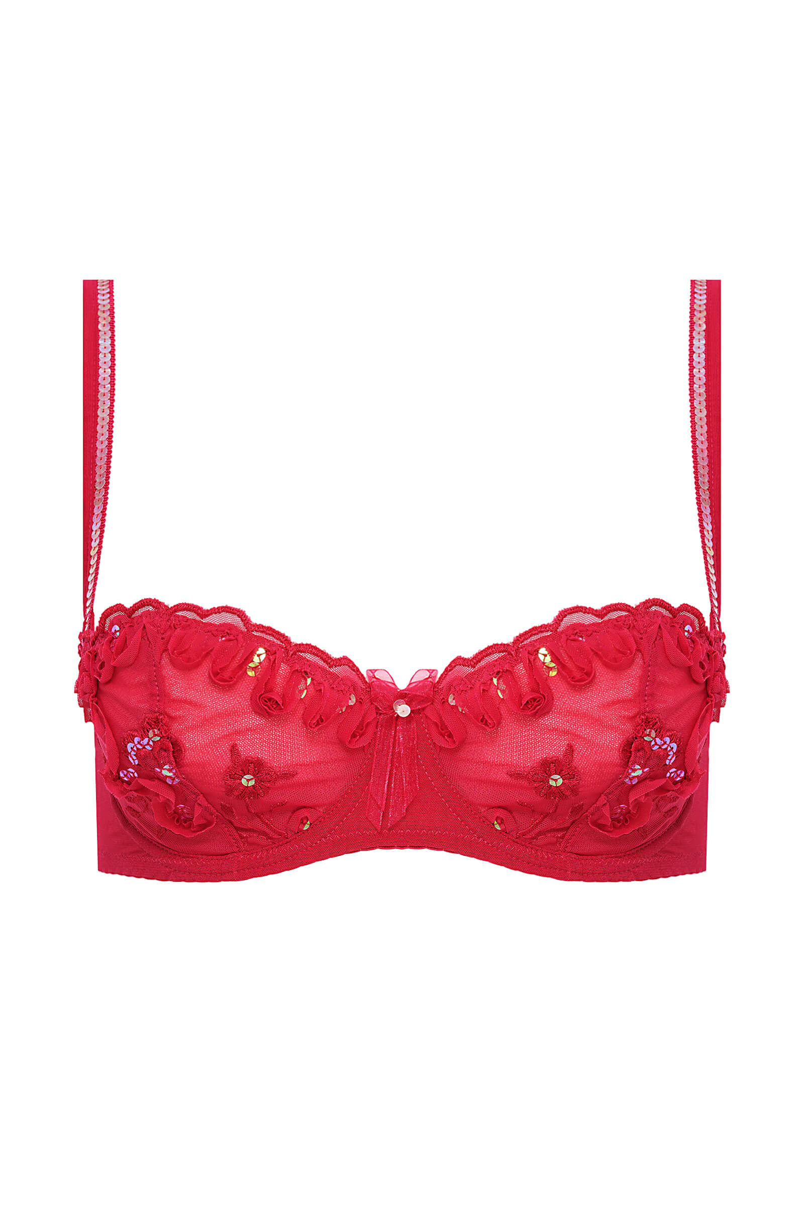 Бюстгальтер балконет с пайетками и вышивкой Бренд 