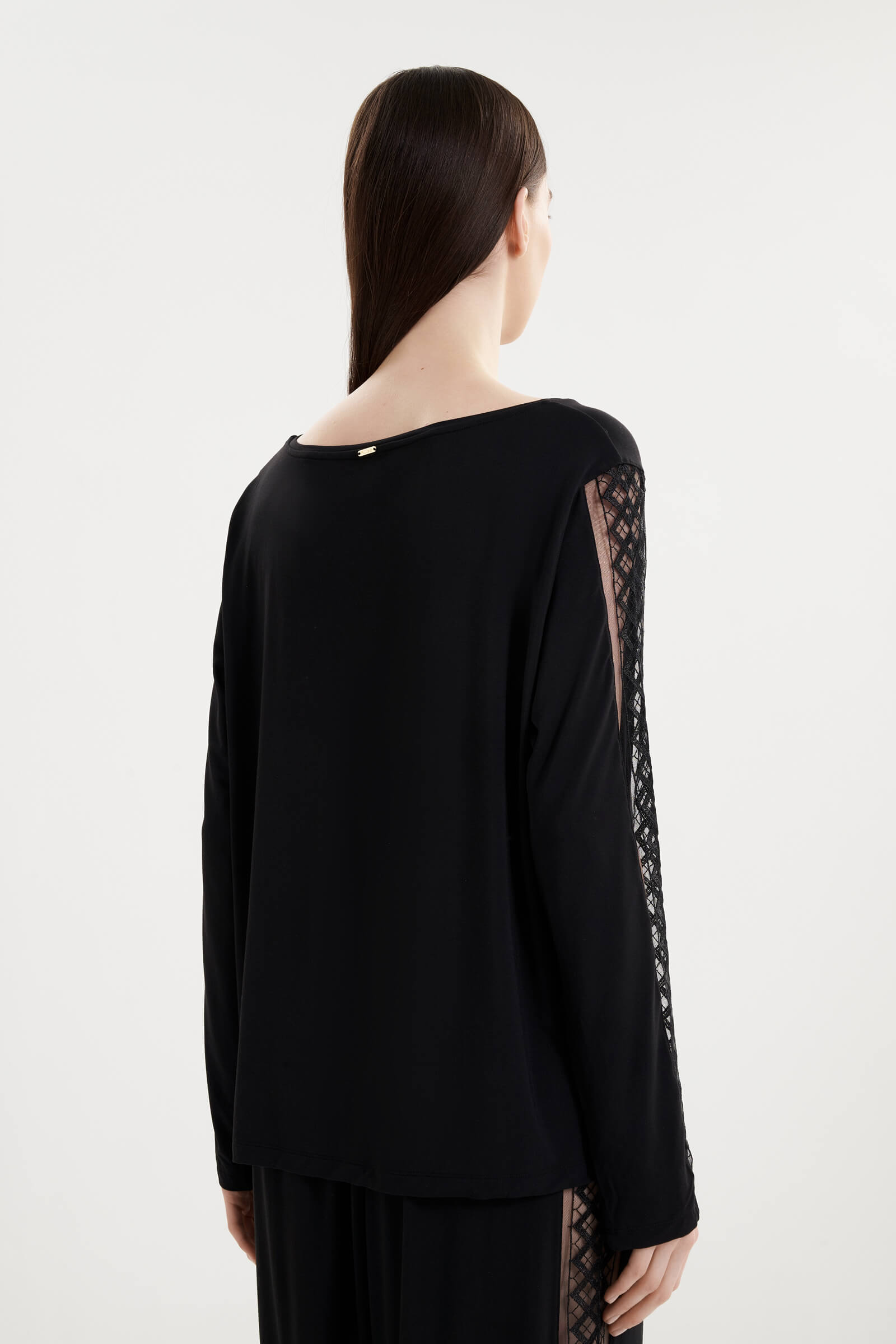 Пижамный лонгслив из мягкого модала с вышивкой Бренд  Изображение 3