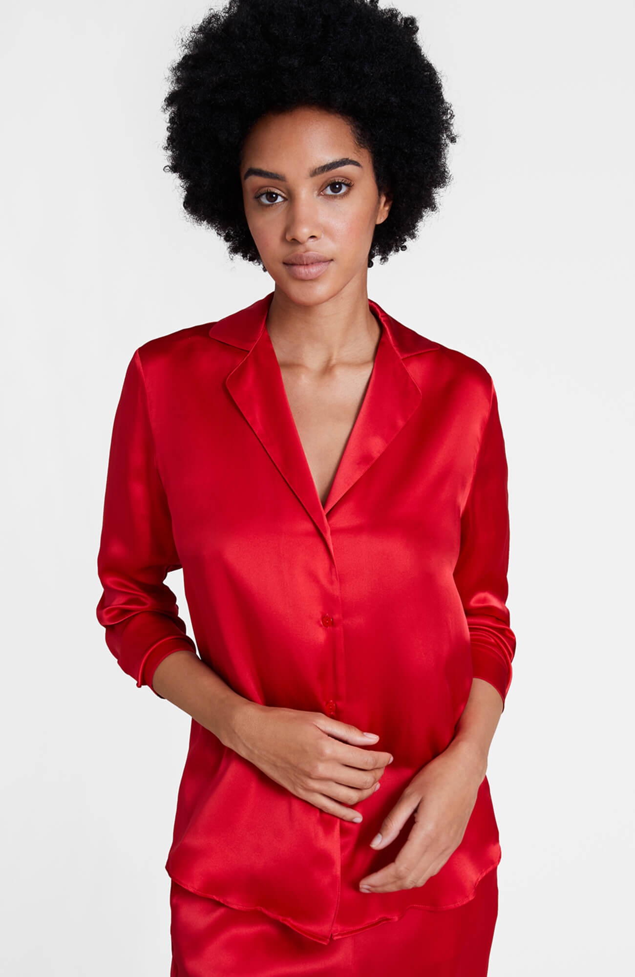 Шелковая пижамная рубашка с английским воротником Бренд 