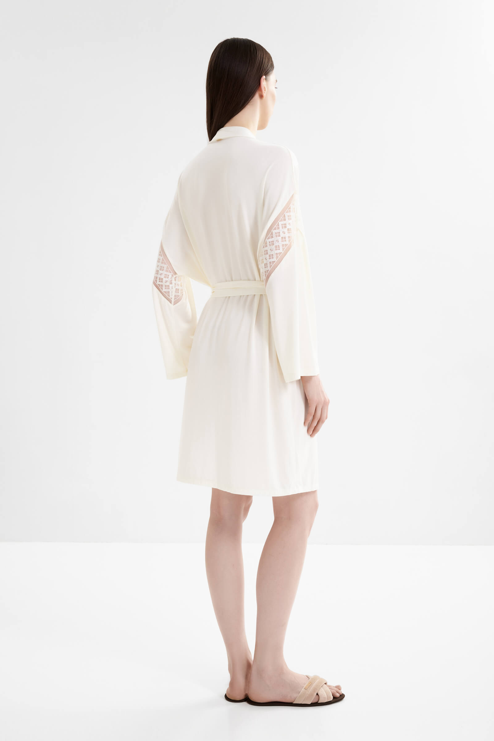 Халат из модала с декоративными вставками Бренд  Изображение 3