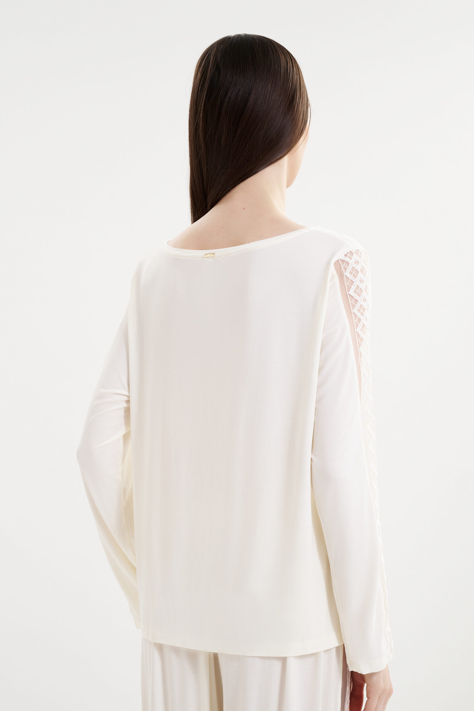 Пижамный лонгслив из мягкого модала с вышивкой Бренд  Изображение 3