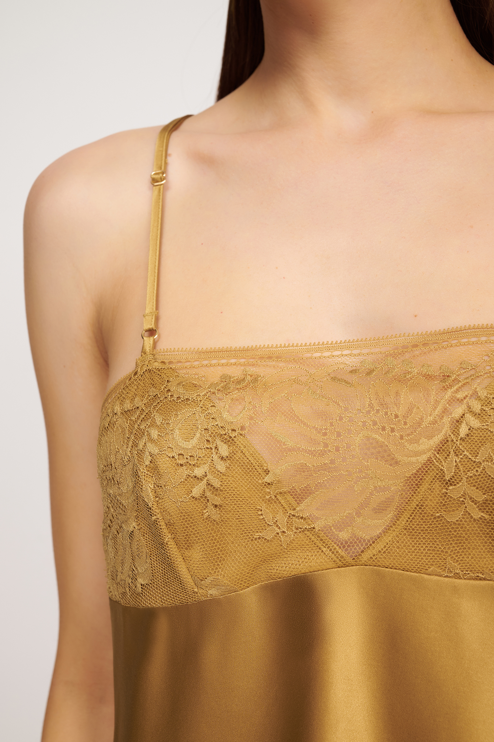 Шелковый пижамный топ с кружевом Бренд  Изображение 5