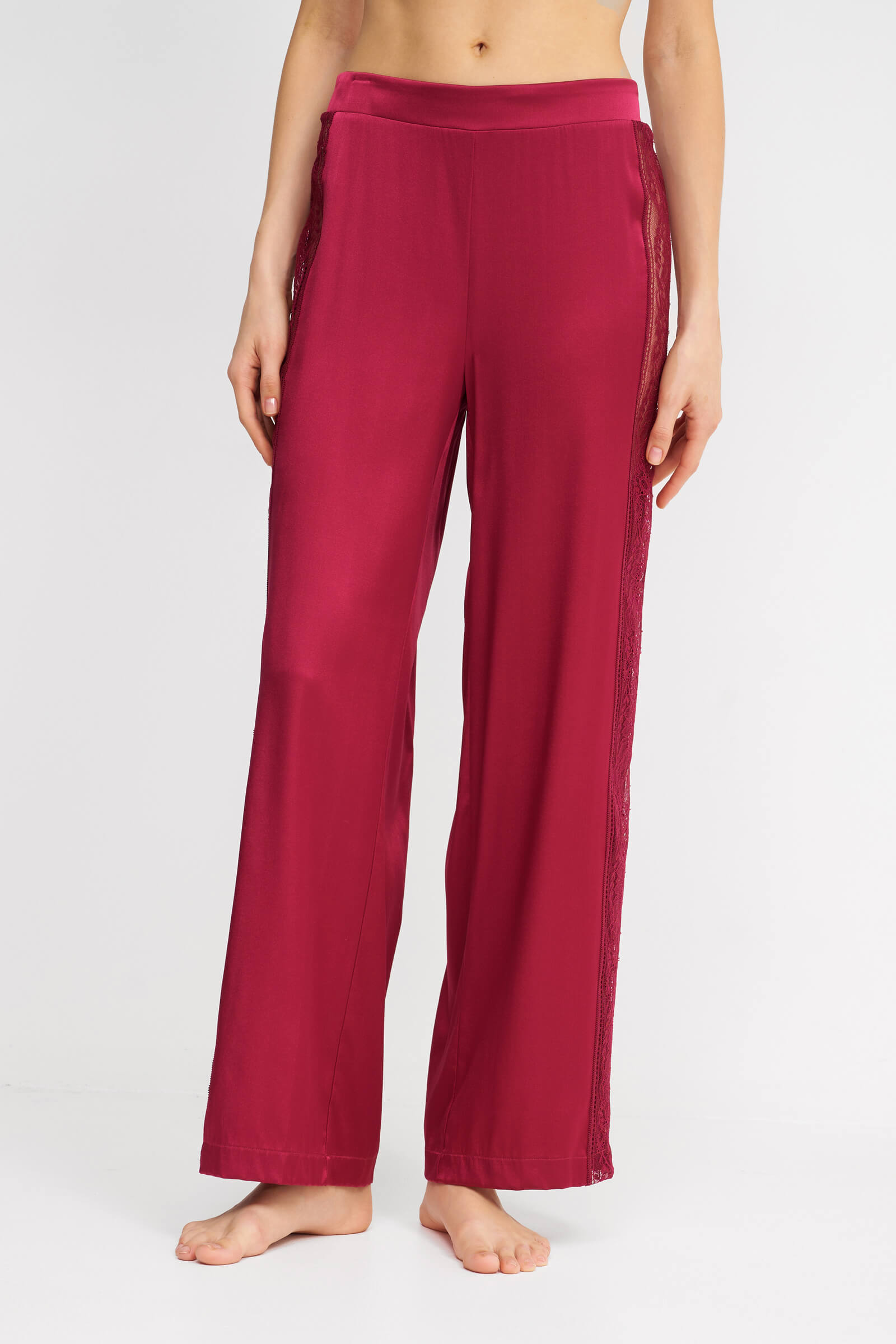 Шелковые пижамные брюки с кружевом Бренд 