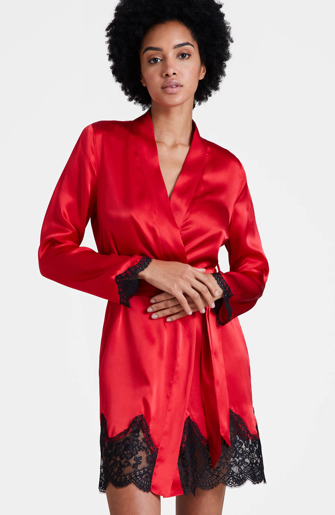 Шелковый халат с длинным рукавом Бренд 