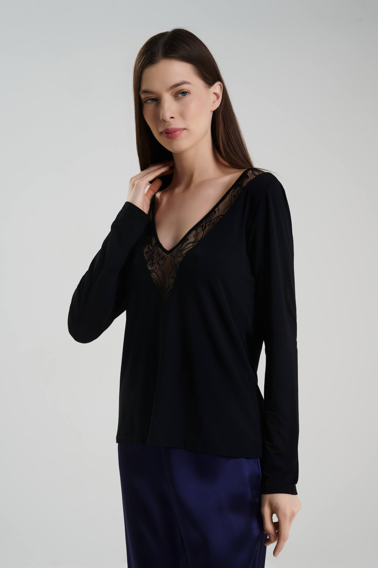 Пижамный лонгслив с добавлением шелка Бренд 