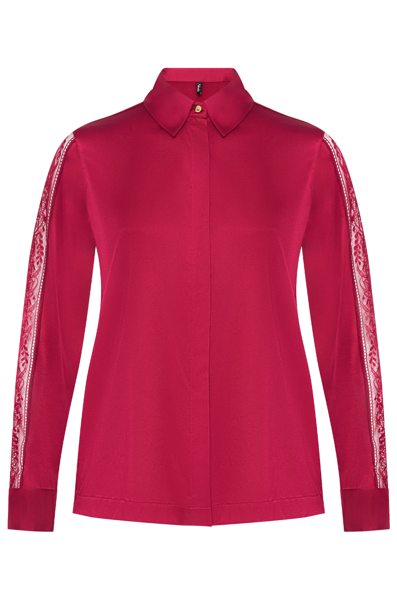 Шелковая пижамная рубашка с кружевом Бренд 