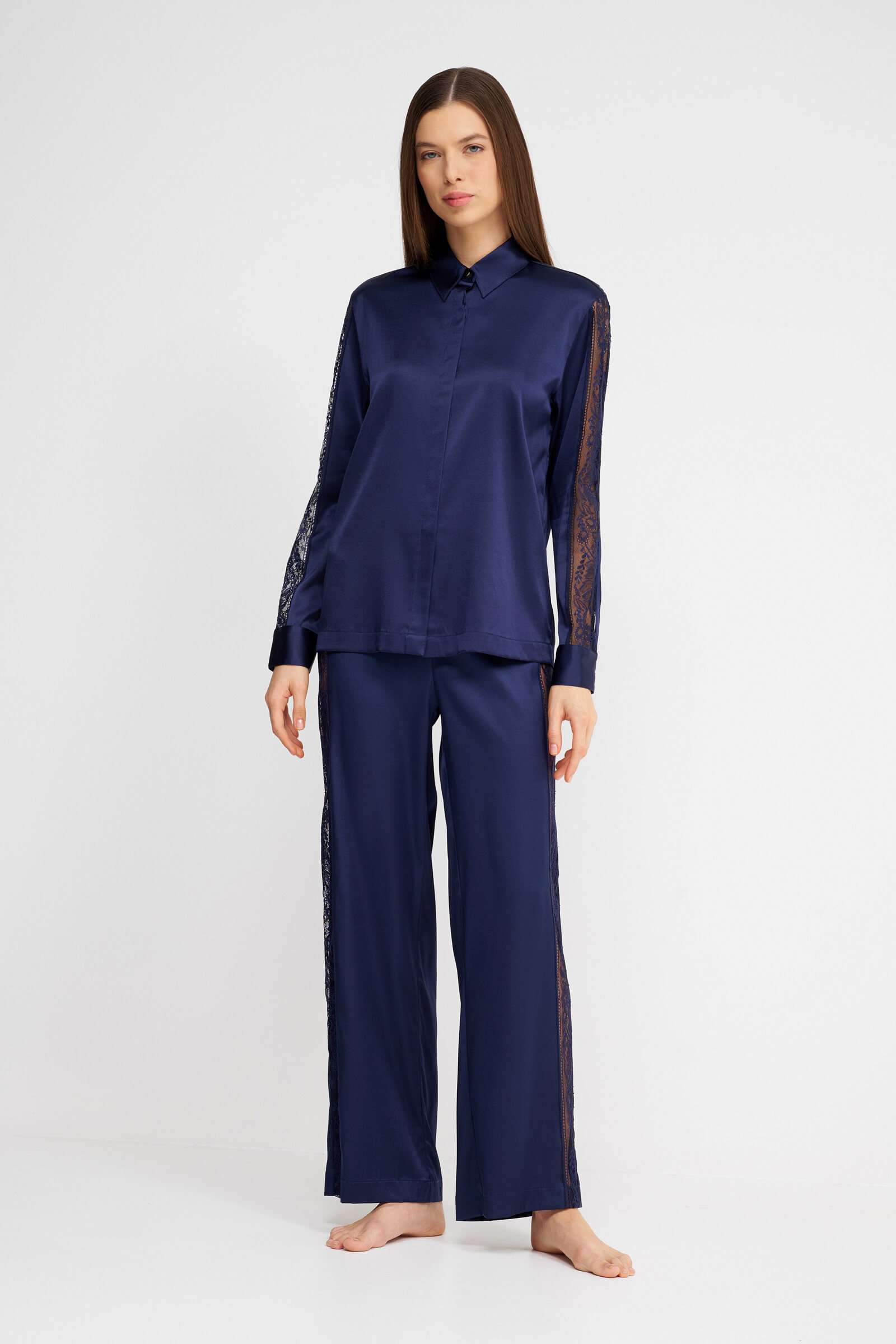 Шелковые пижамные брюки с кружевом Бренд  Изображение 4