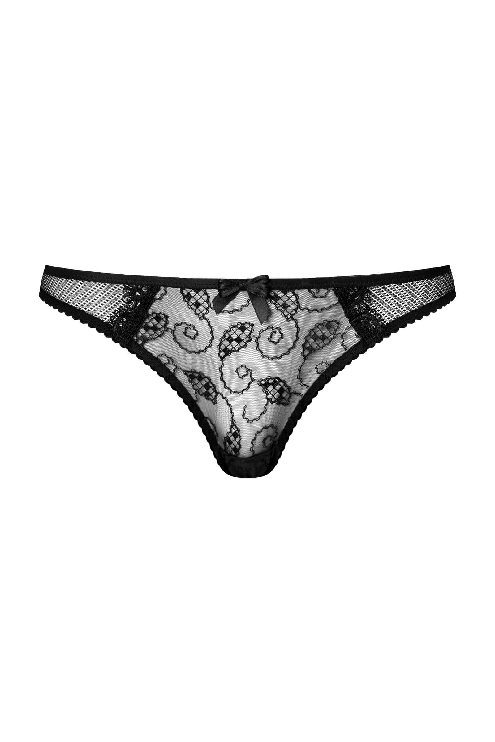 Трусы бразилиана из тюля с вышивкой Бренд 