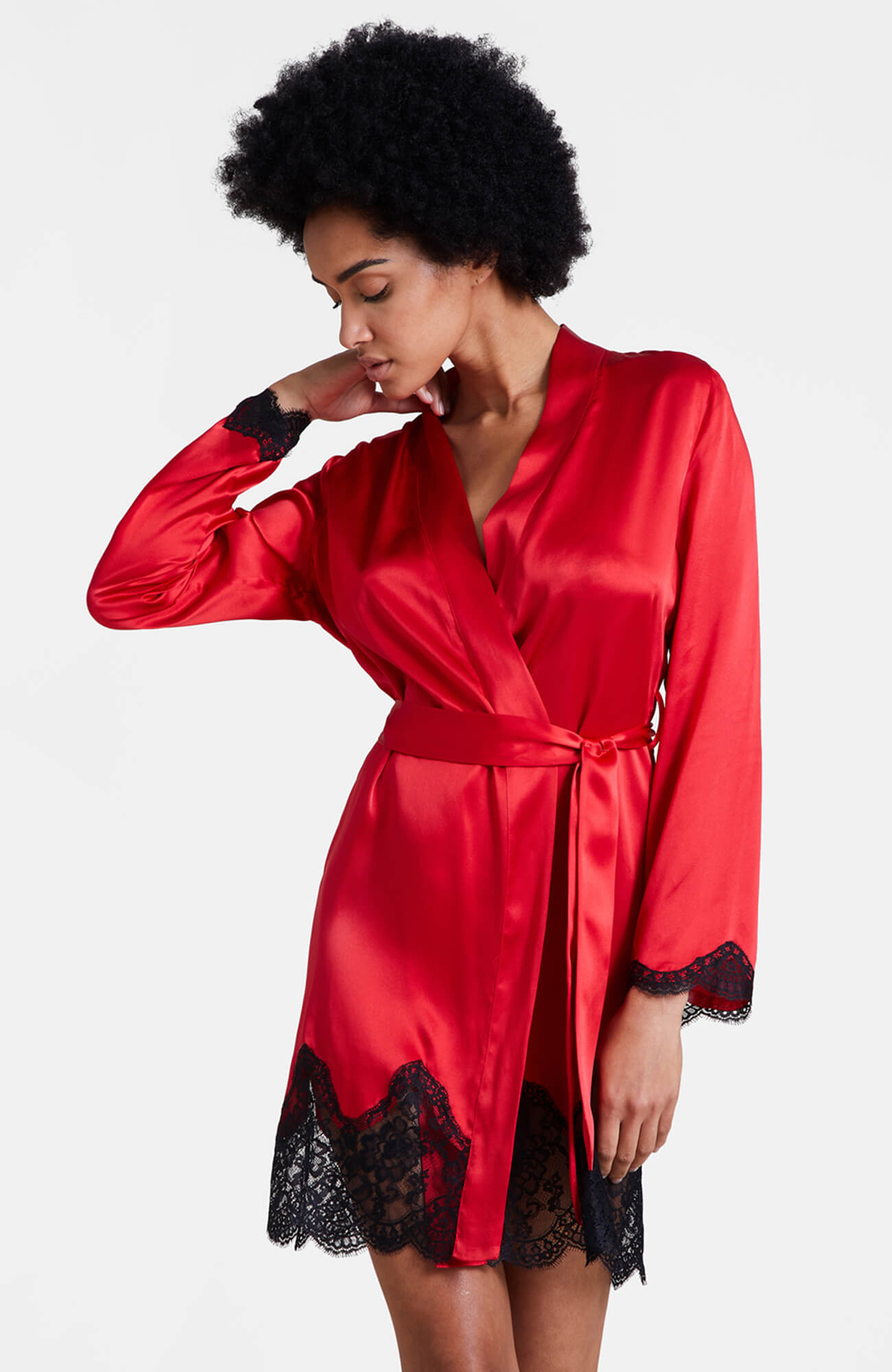 Шелковый халат с длинным рукавом Бренд  Изображение 4