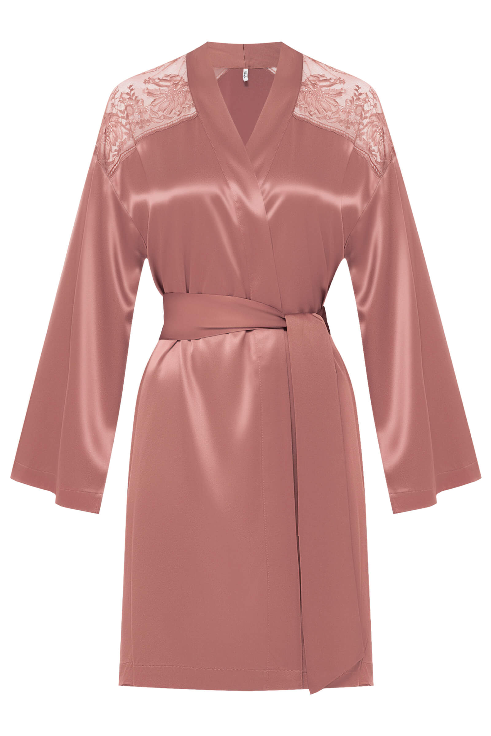 Шелковый халат с кружевом Бренд 
