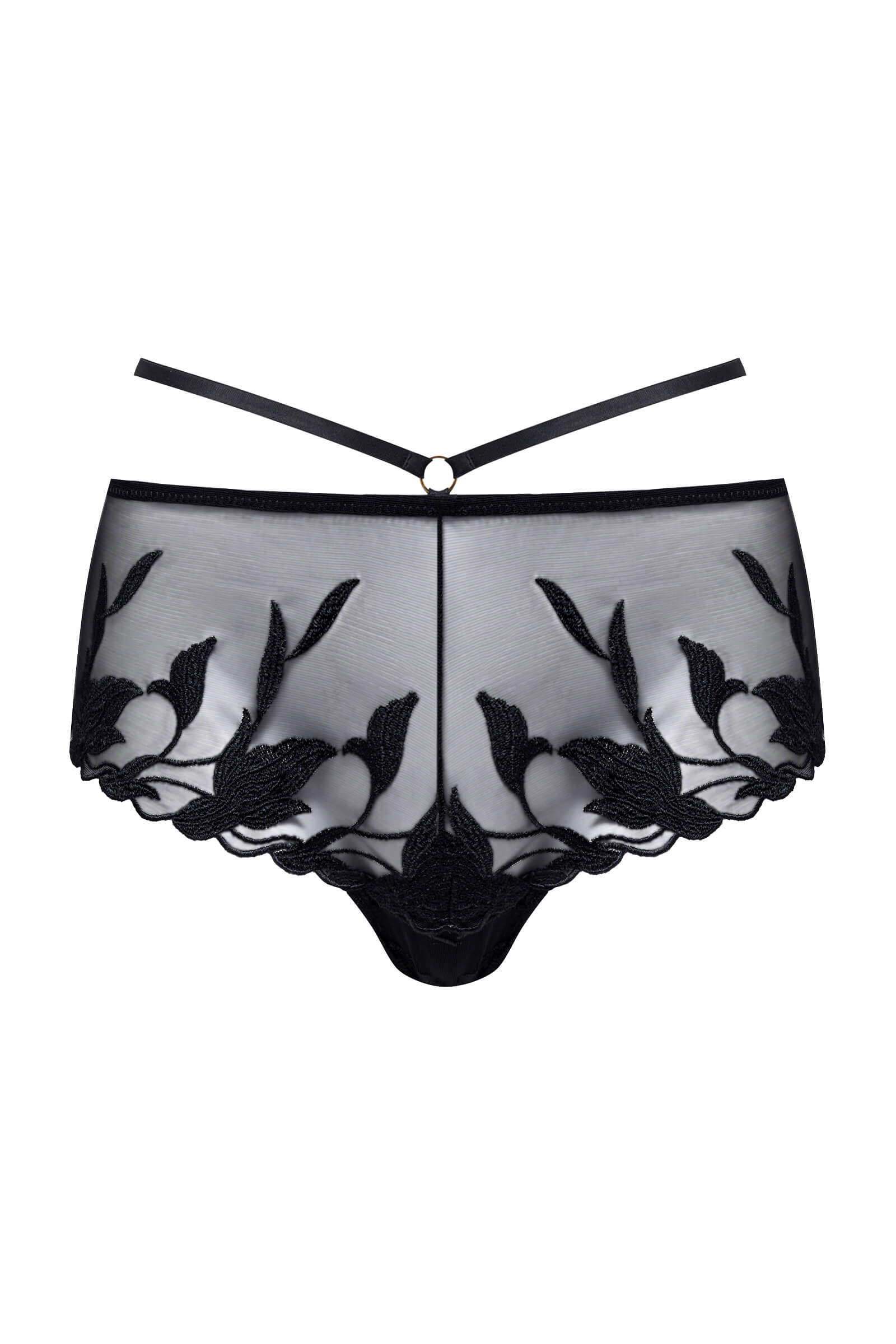 Трусы хипстеры с французской вышивкой и стрепами Бренд 