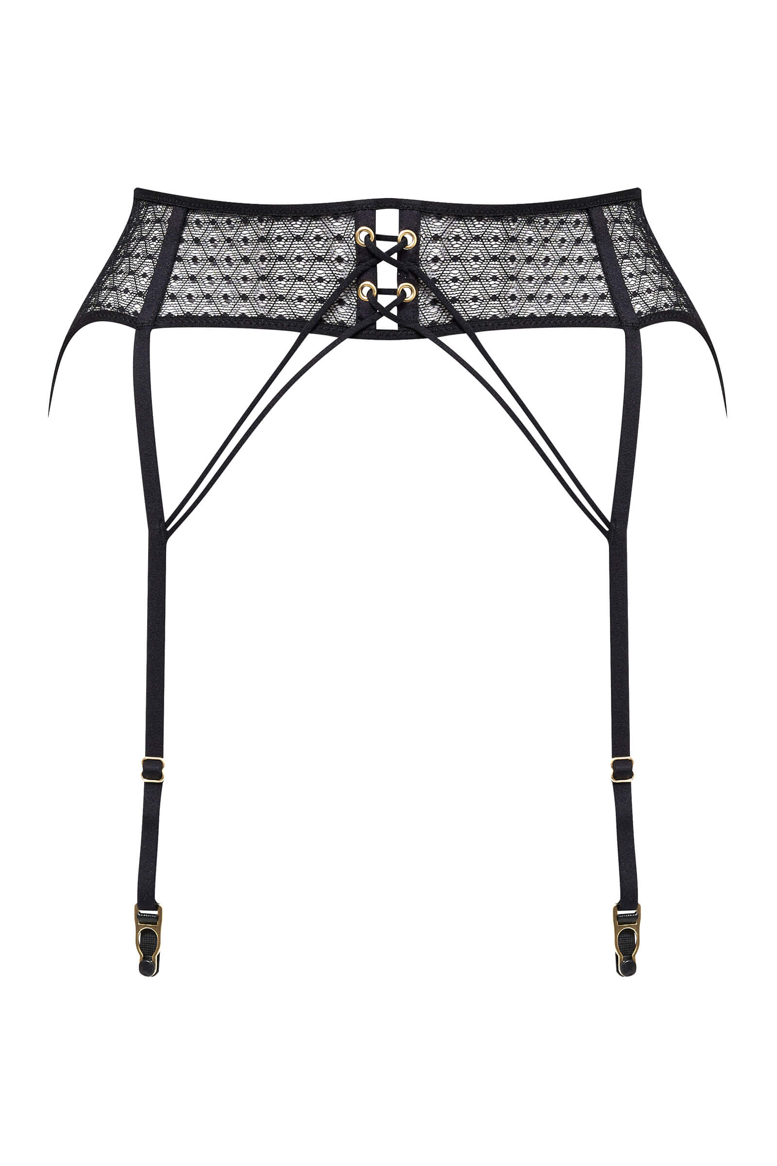 Узкий пояс для чулок с геометричным узором и шнуровкой Бренд 