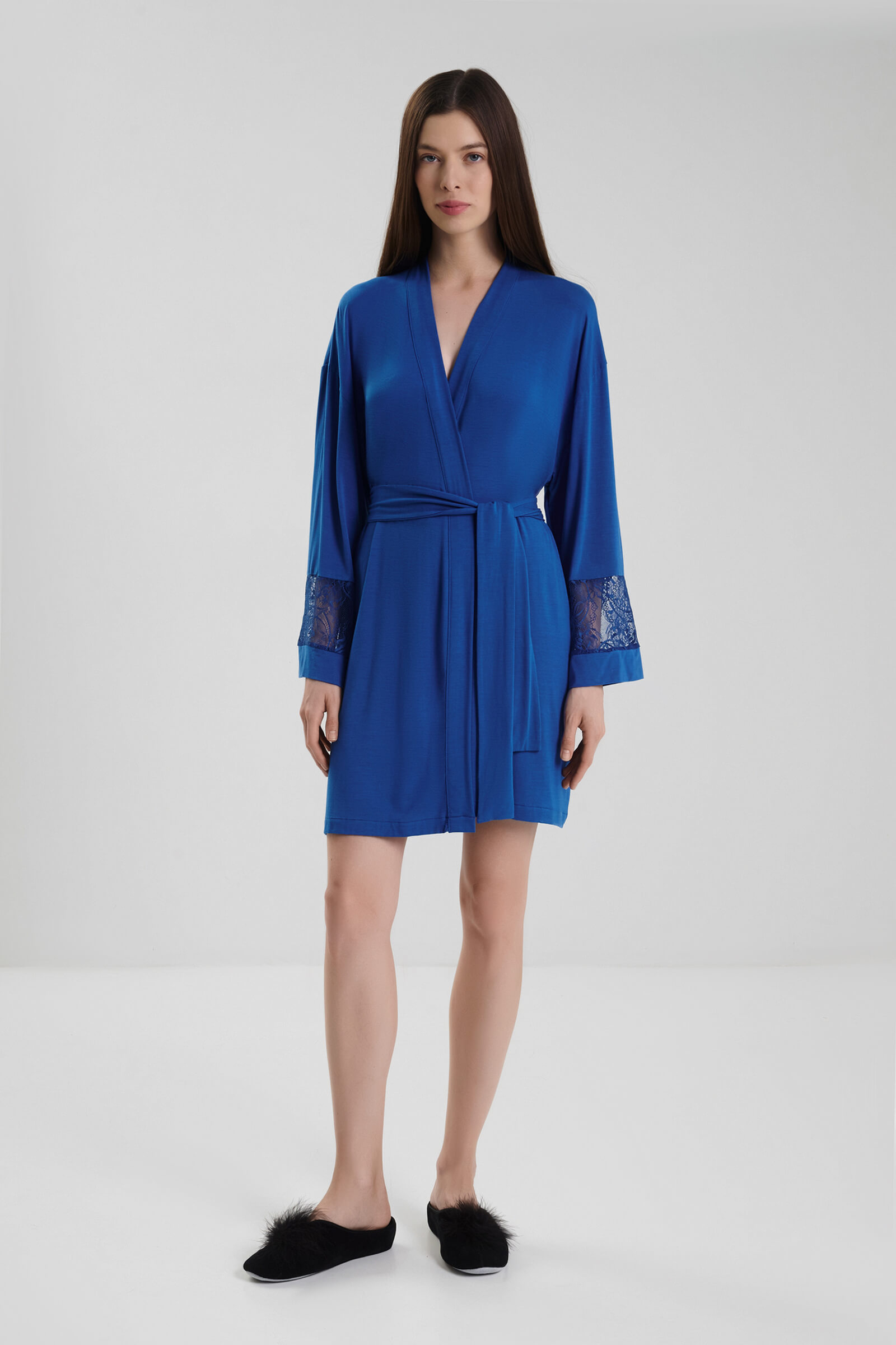 Короткий халат с добавлением шелка Бренд 