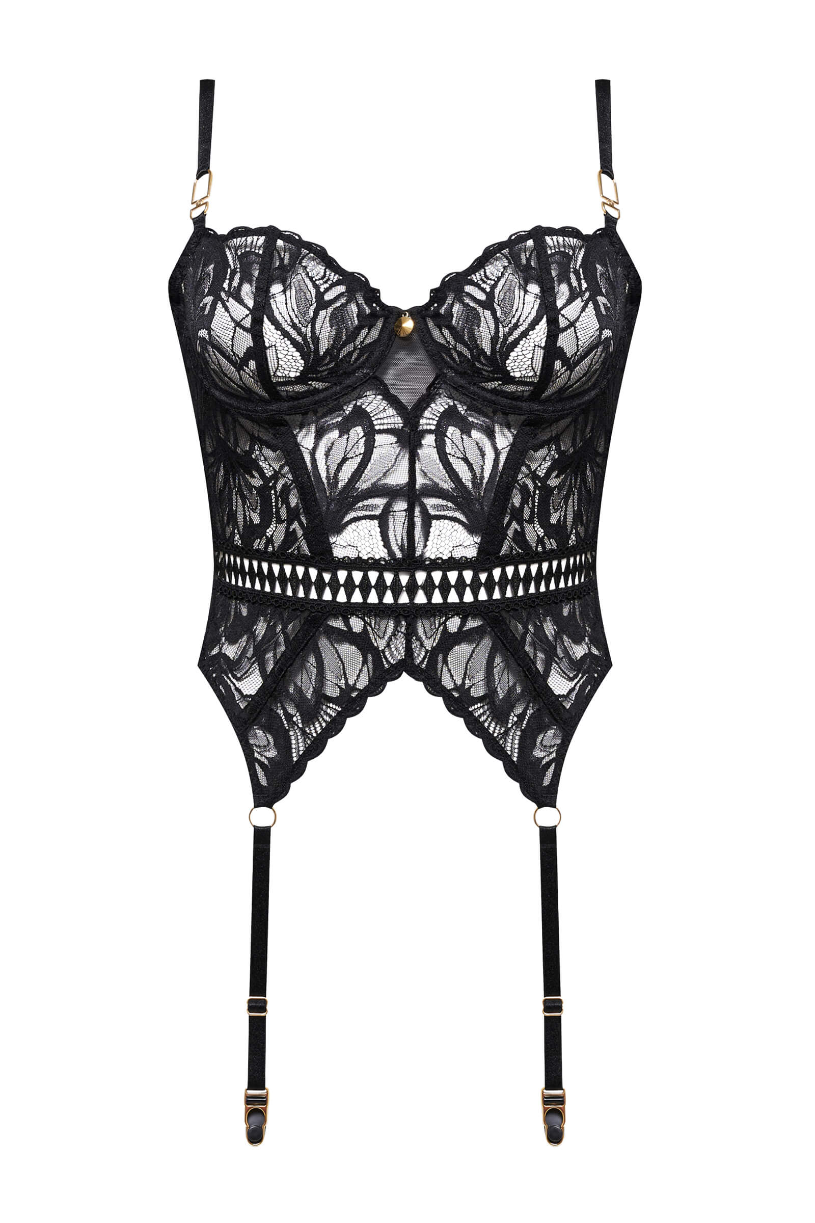 Кружевное бюстье с атласными ремешками для чулок Бренд 