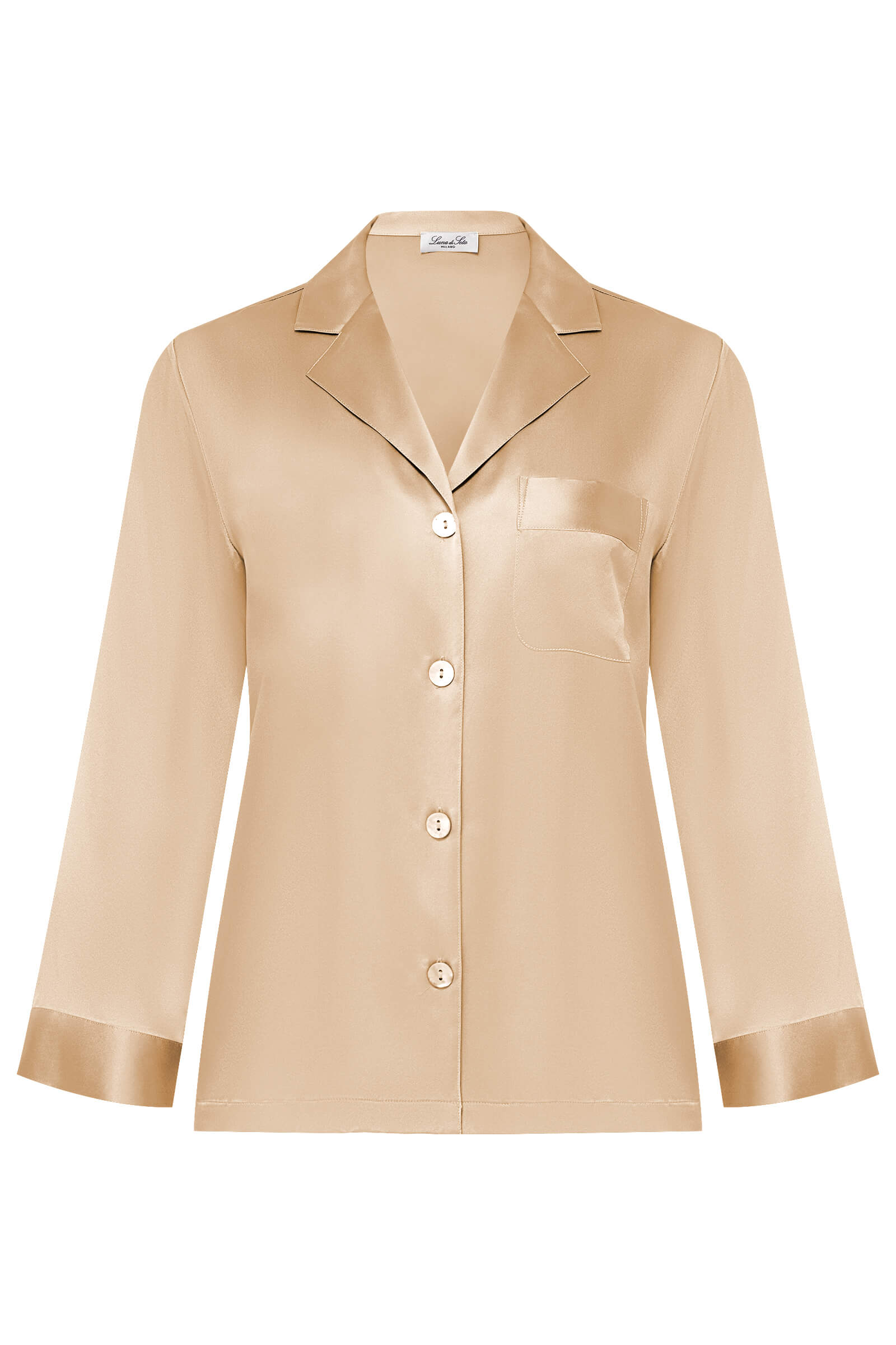 Шелковая пижамная рубашка с английским воротником Бренд 