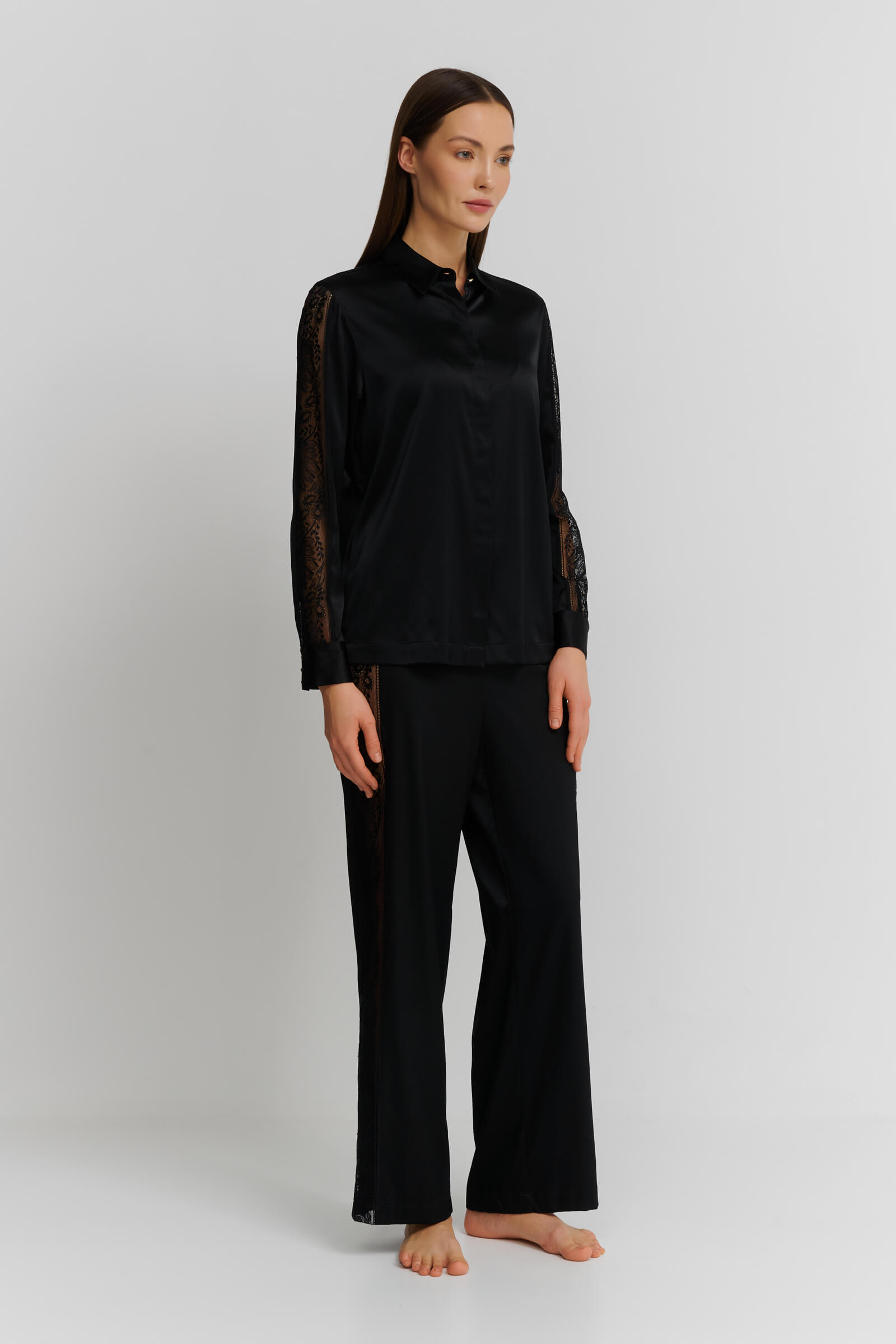 Шелковые пижамные брюки с кружевом Бренд  Изображение 4