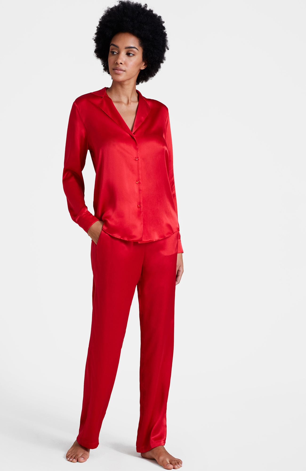 Шелковая пижамная рубашка с английским воротником Бренд  Изображение 4