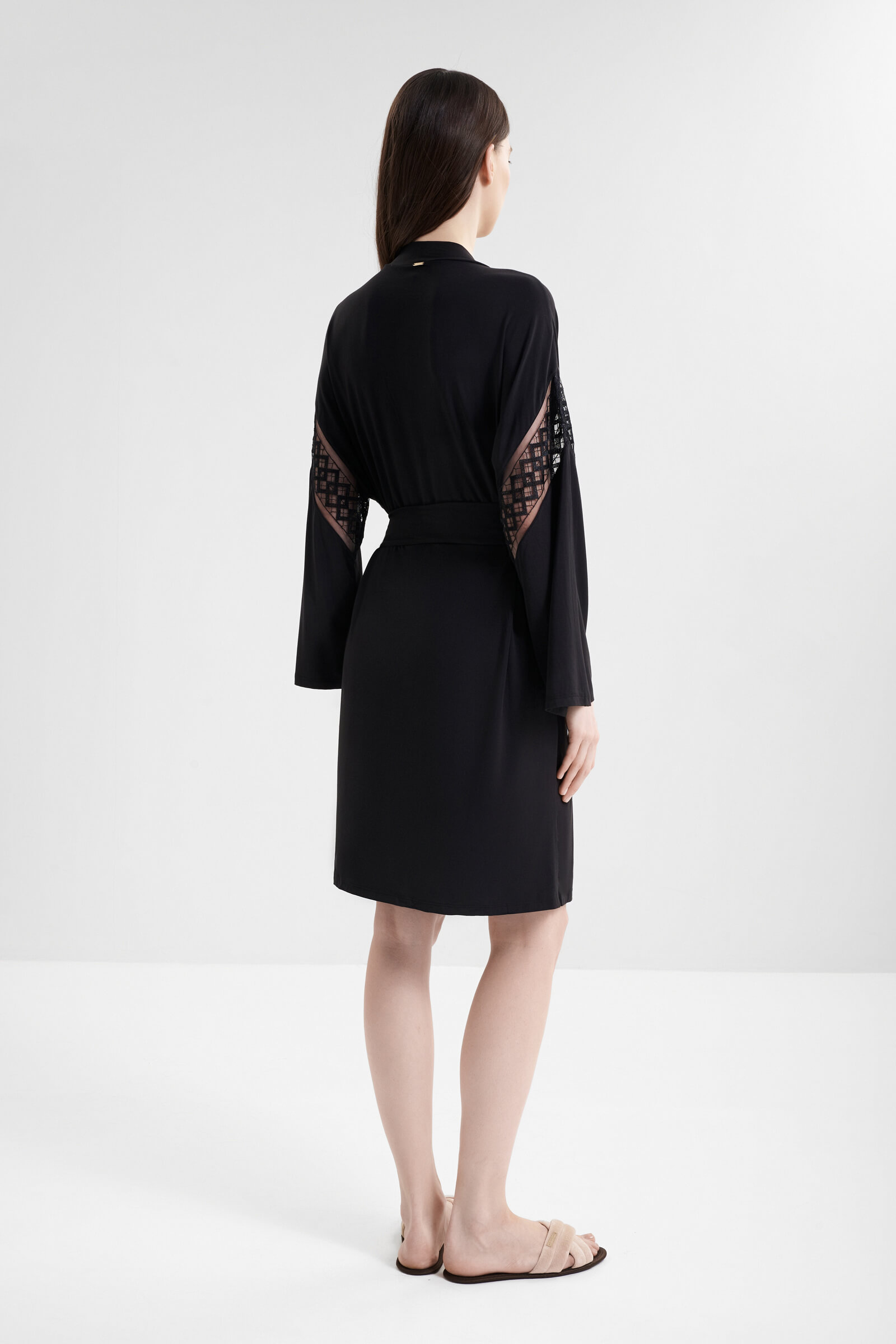 Халат из модала с декоративными вставками Бренд  Изображение 3