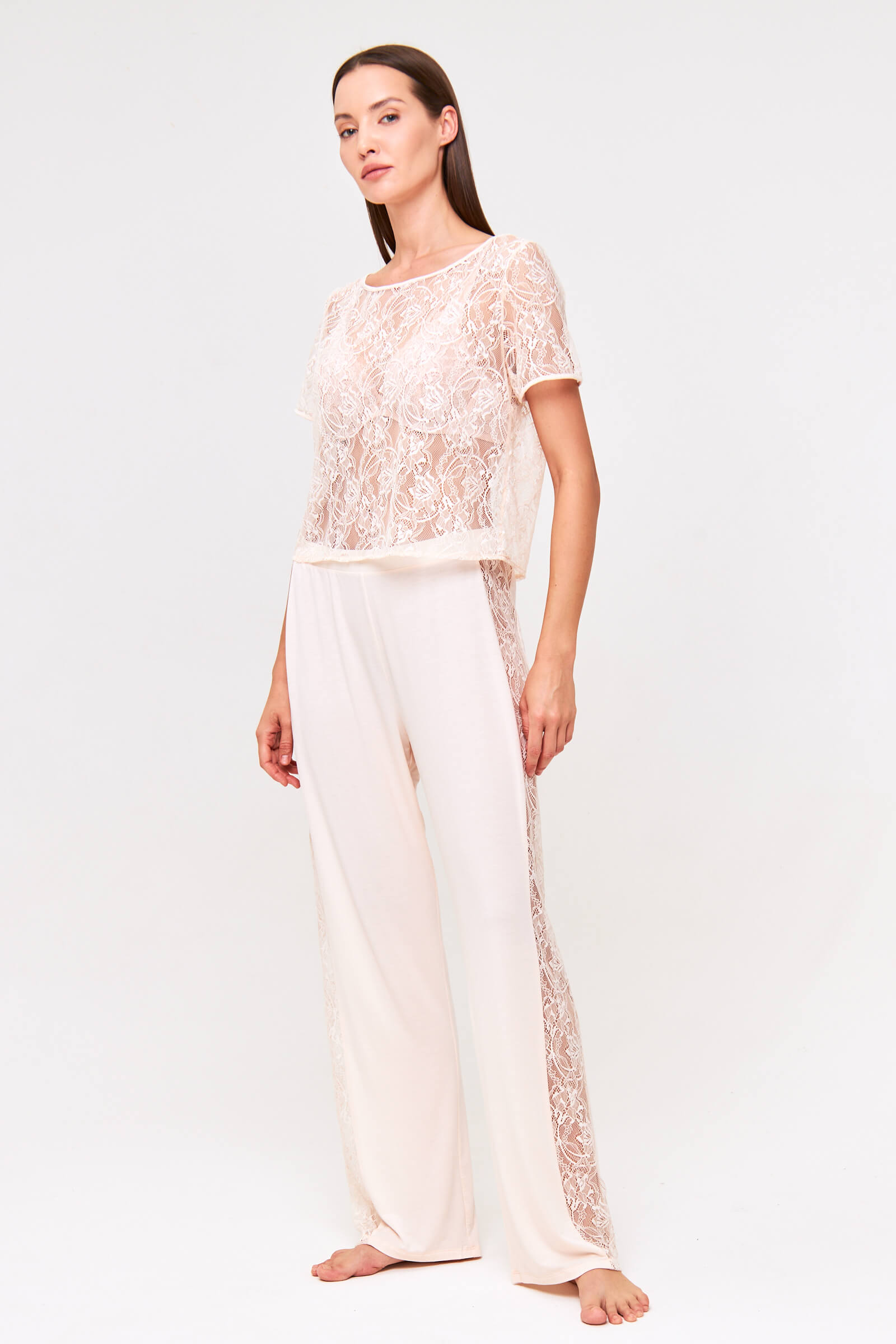 Кружевная пижамная блузка с вырезом-лодочкой Бренд  Изображение 4