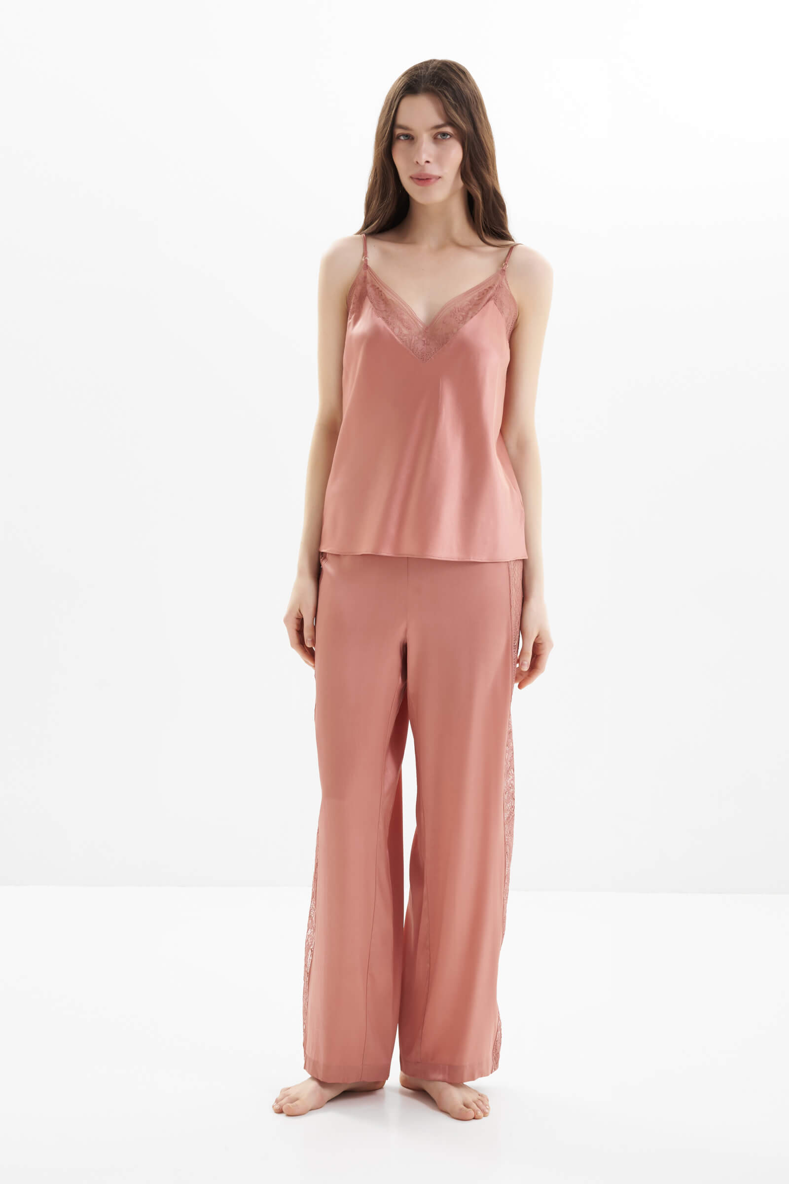 Шелковые пижамные брюки с кружевом Бренд  Изображение 4
