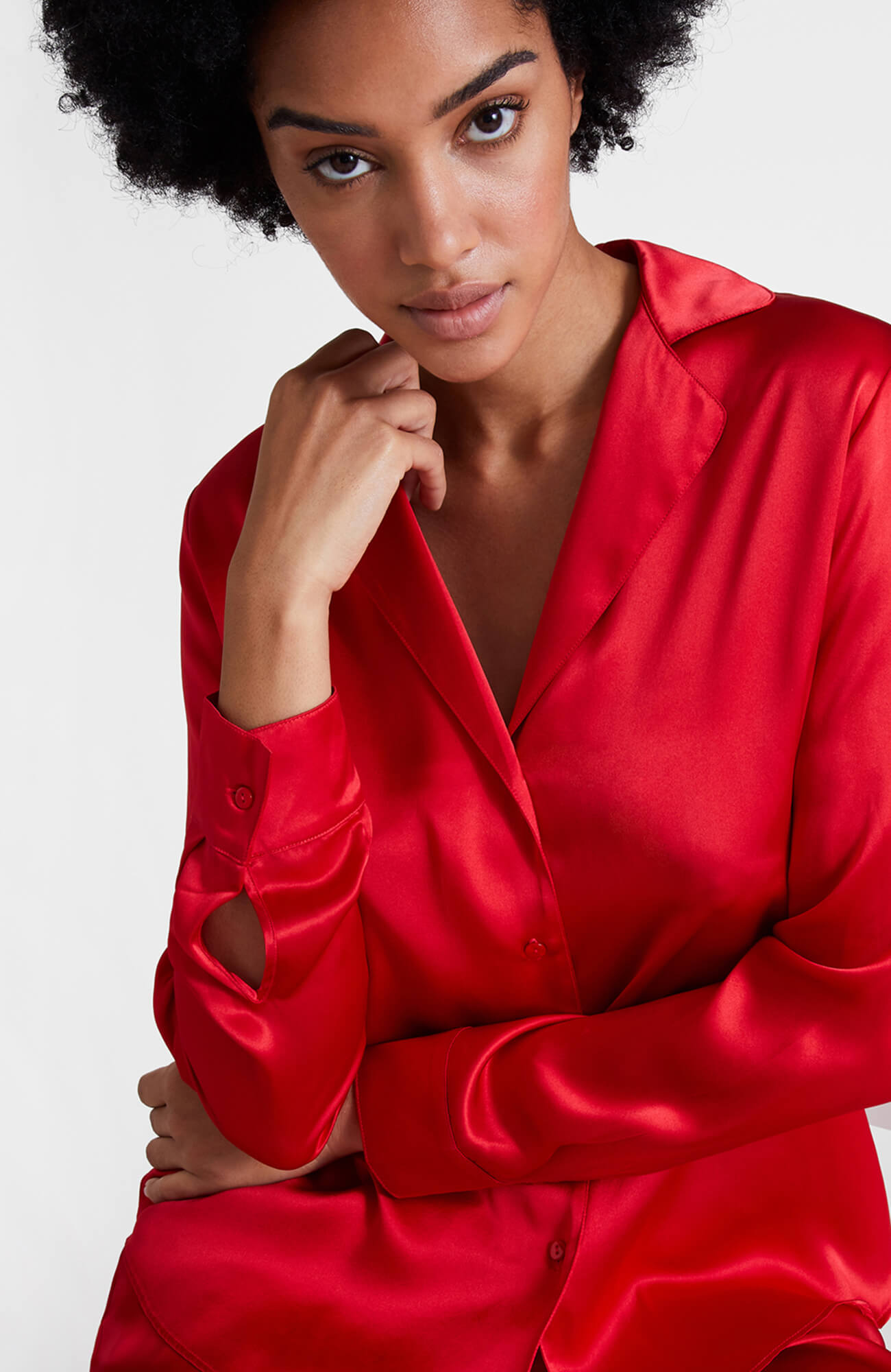 Шелковая пижамная рубашка с английским воротником Бренд  Изображение 5