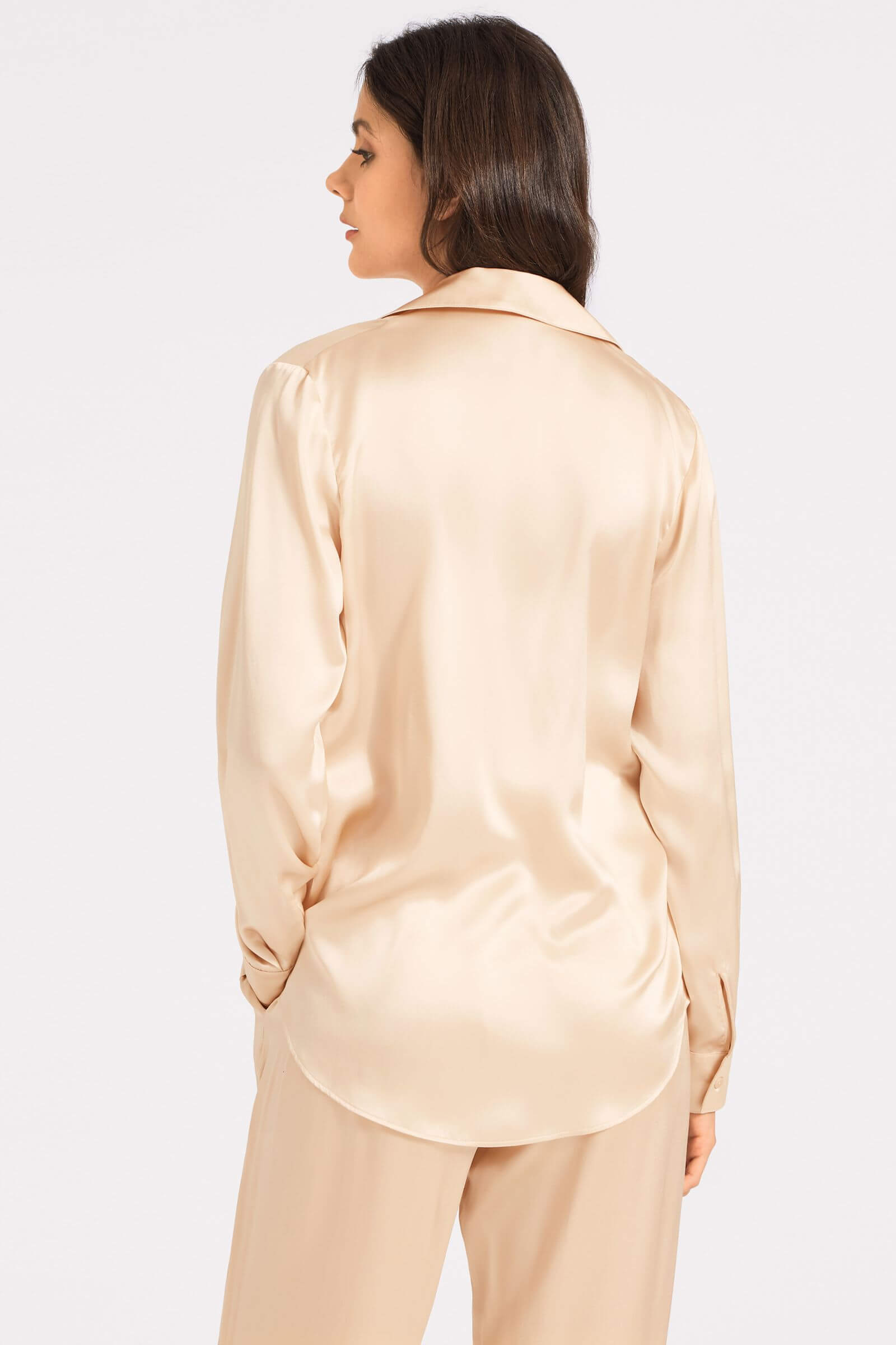 Шелковая пижамная рубашка с английским воротником Бренд  Изображение 3