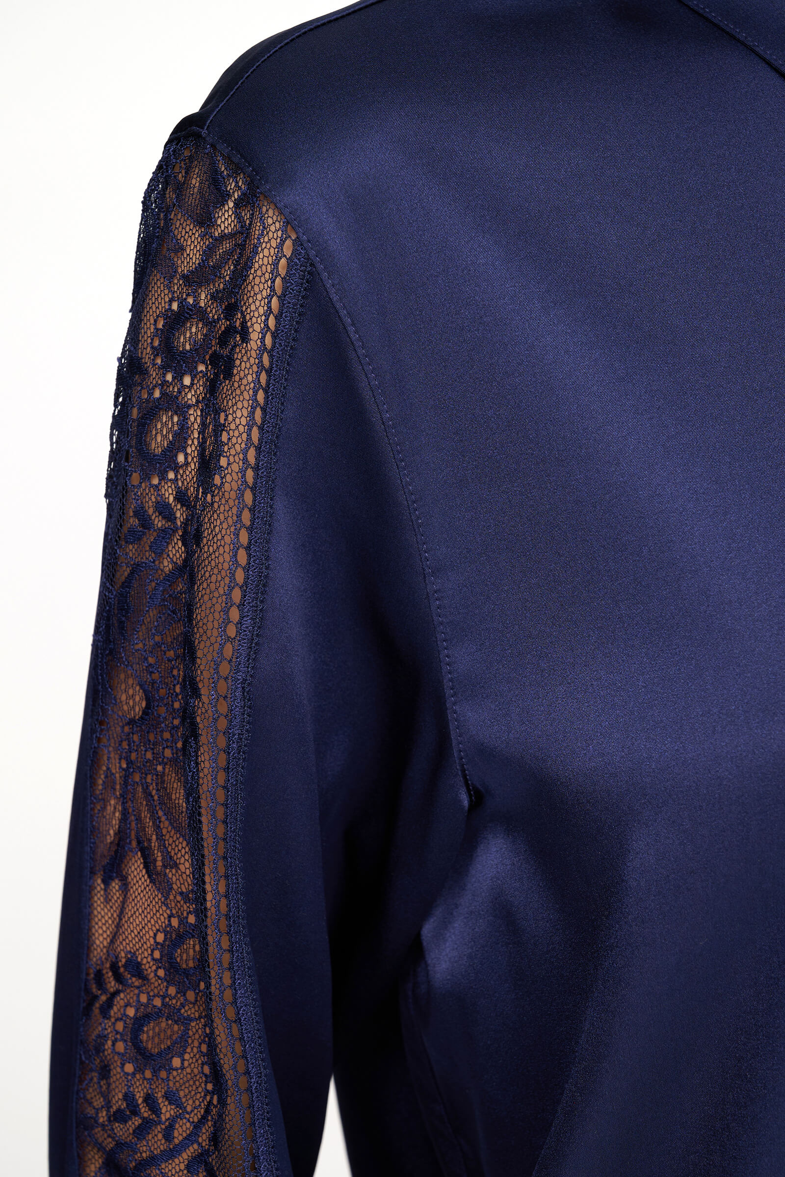 Шелковая пижамная рубашка с кружевом Бренд  Изображение 5