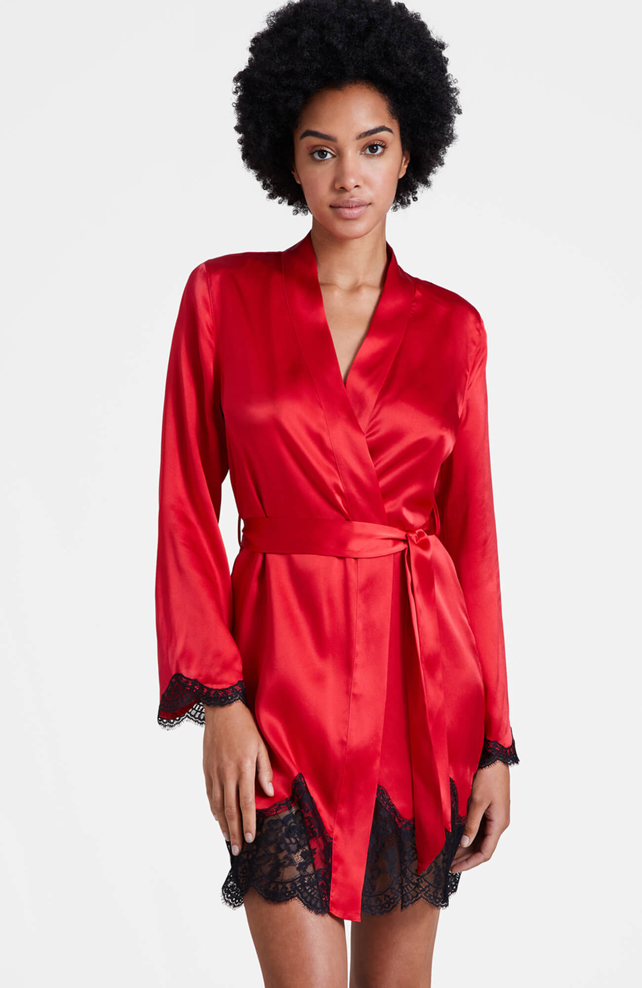 Шелковый халат с длинным рукавом Бренд  Изображение 5