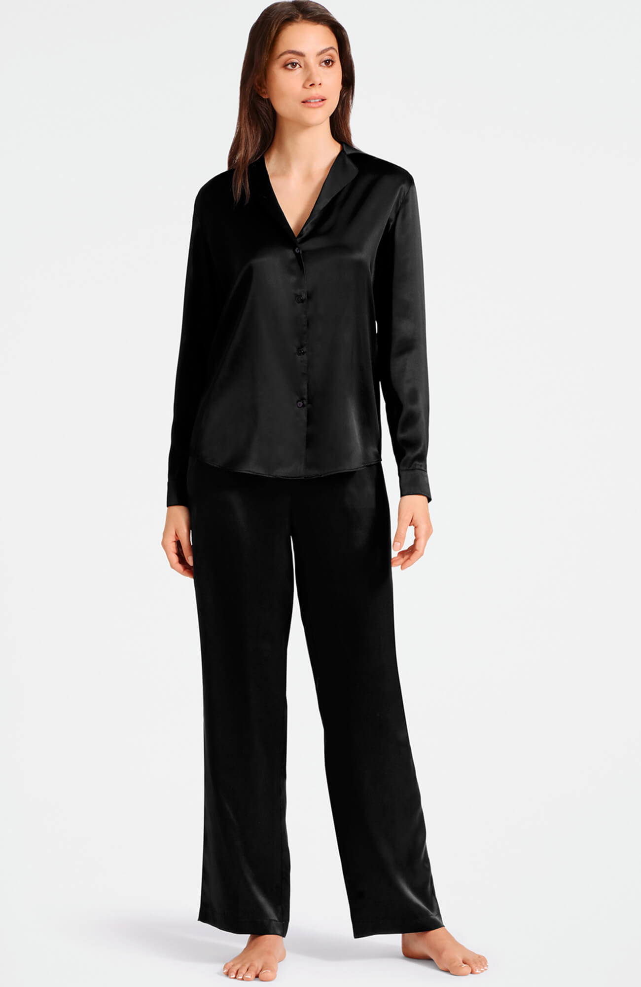 Шелковая пижамная рубашка с английским воротником Бренд  Изображение 4