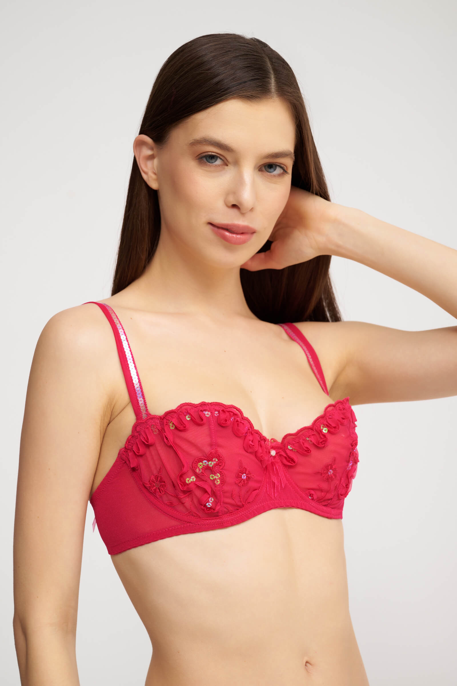 Бюстгальтер балконет с пайетками и вышивкой Бренд  Изображение 4