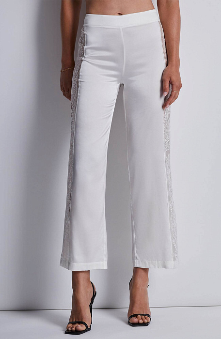 Шелковые пижамные брюки с кружевом Бренд 